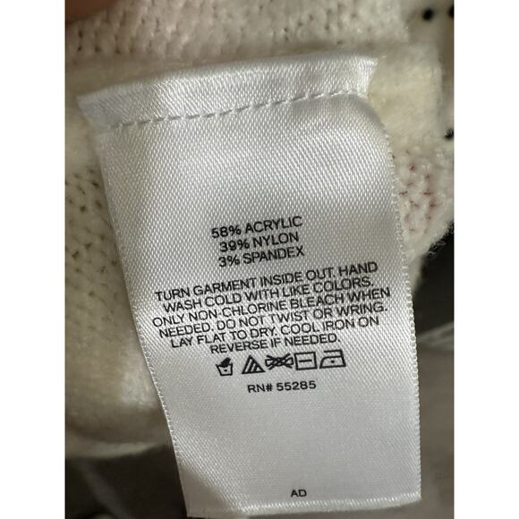 Express Beaded Sweater Puff Sleeve White Cream Sequin Embroidered V Size XL EUC - Picture 6 of 6